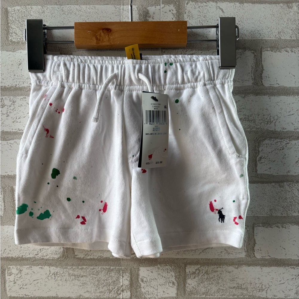 NWT Polo Ralph Lauren Kids Paint Splatter Print Spa Terry Shorts Size 2T